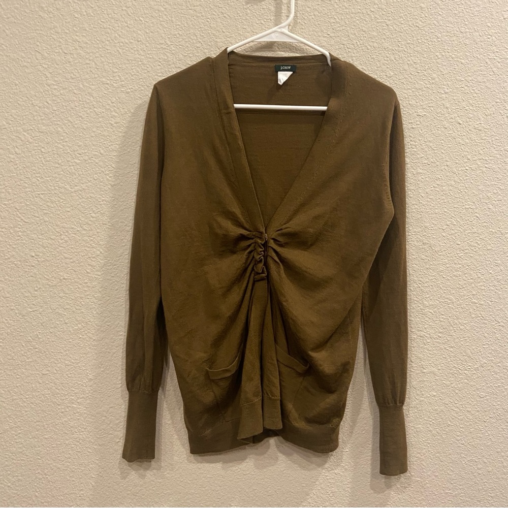 J. Crew  100% Merino Wool Ruffled Strata Cardigan Size: M